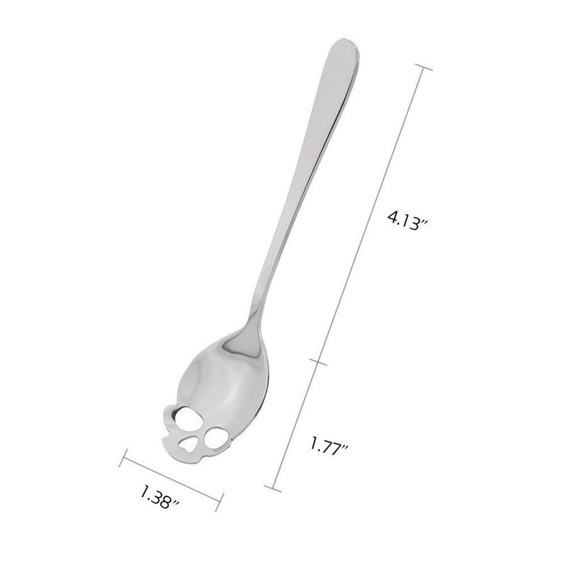 CILEONBE 304 Stainless Steel Skull Sugar Spoon Dessert Tea Coffee Stirring Spoon Set of 6 (Black) - Image 5